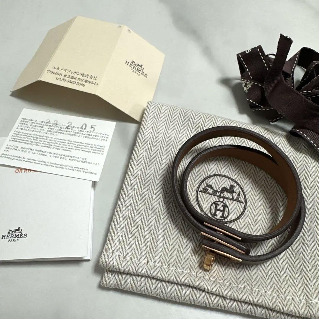 HERMES ケリー ブラウンレザーダブルラップバングル