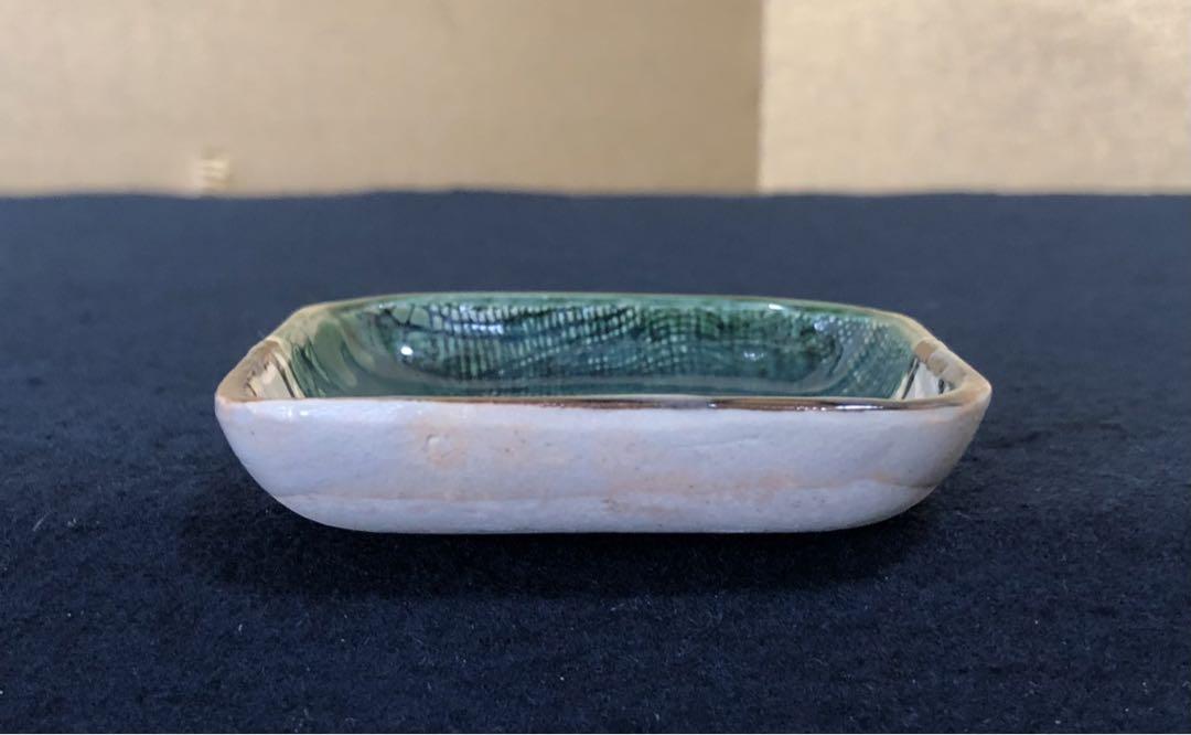 《R》織部 豆皿10客 在銘 小皿 角皿 底印 250703D6