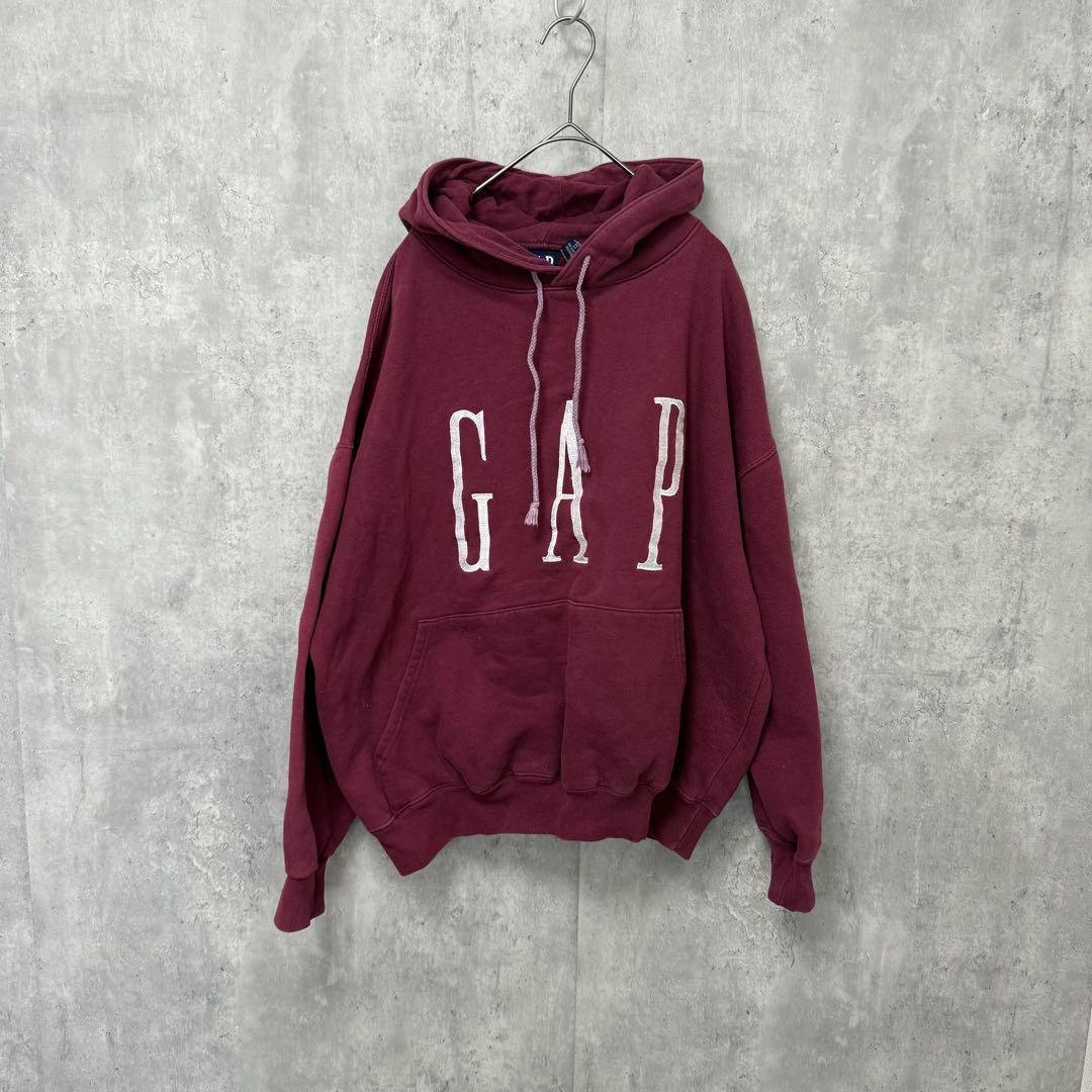 90's OLD GAP スウェット 刺繍 バーガンディ　トップス　パーカー