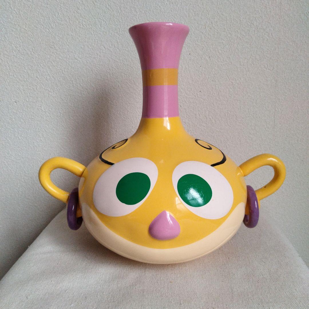ハクション大魔王 アクビちゃん ツボ 壺 花瓶 黄色 陶器製 花器