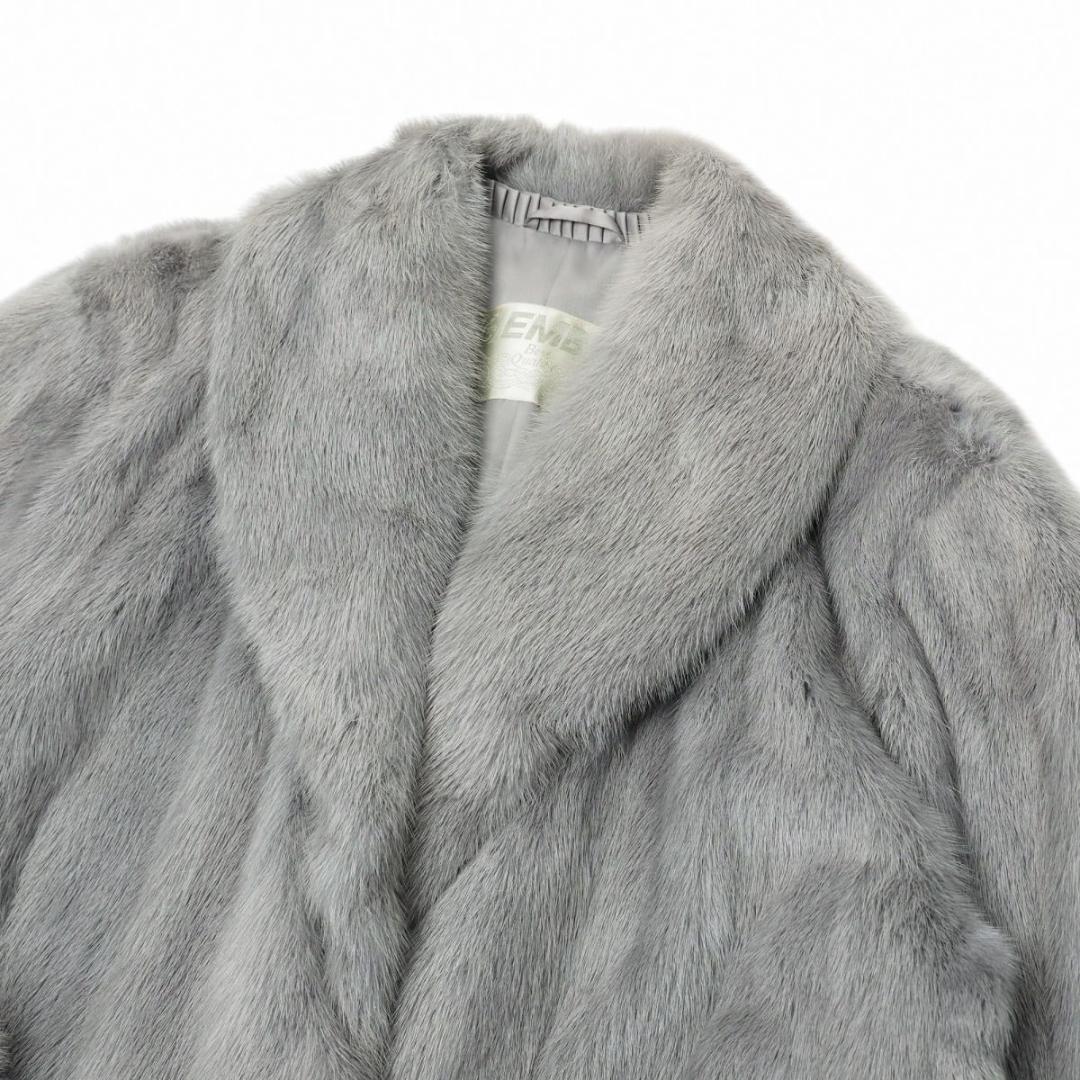 エンバ EMBA ミンク MINK ファーコート 前上がり裾 グレー L相当