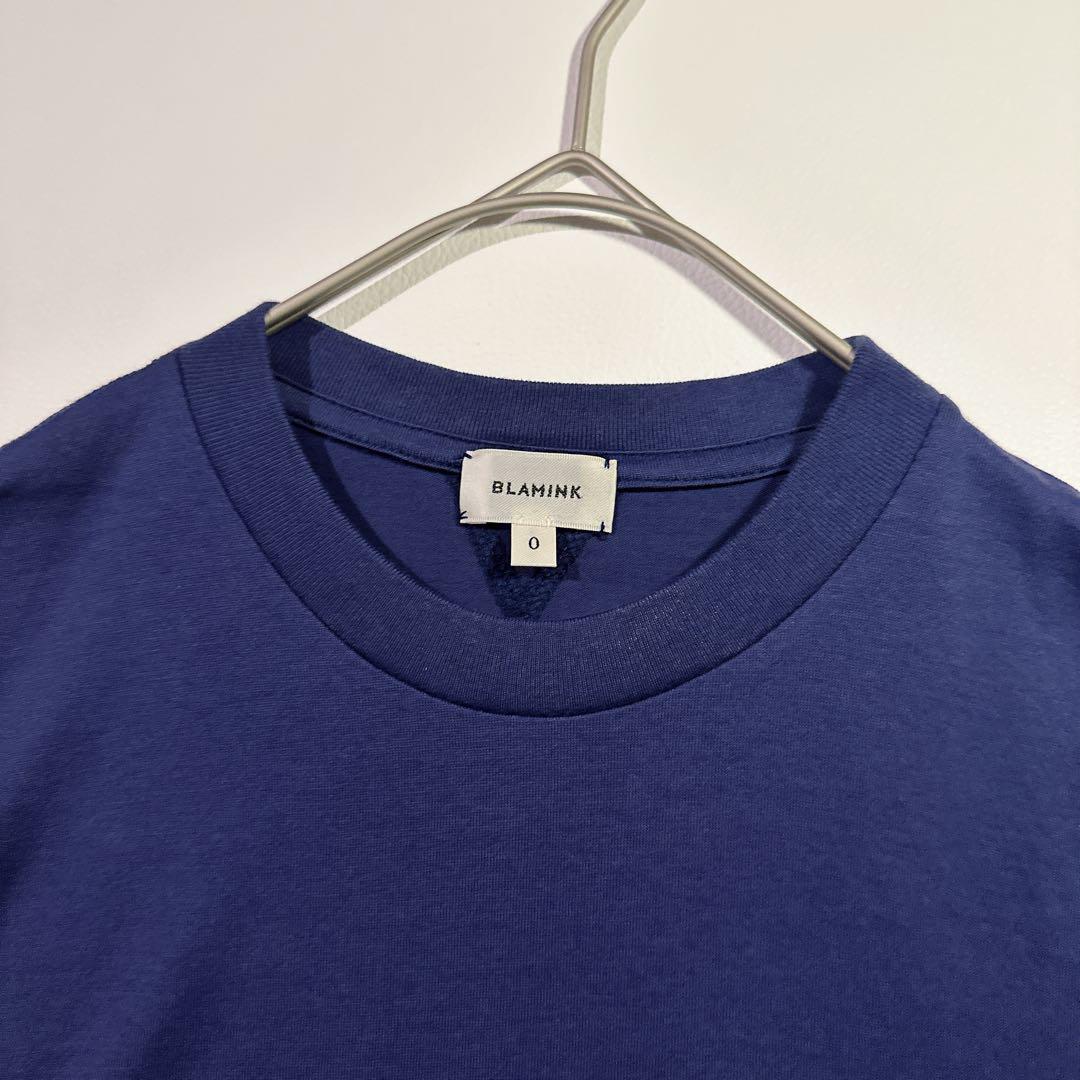 未使用級ꕥブラミンク 半袖シャツ クルーネック ロゴ刺繍 TEE ネイビー 未使用級ꕥブラミンク 半袖シャツ クルーネック ロゴ刺繍 TEE