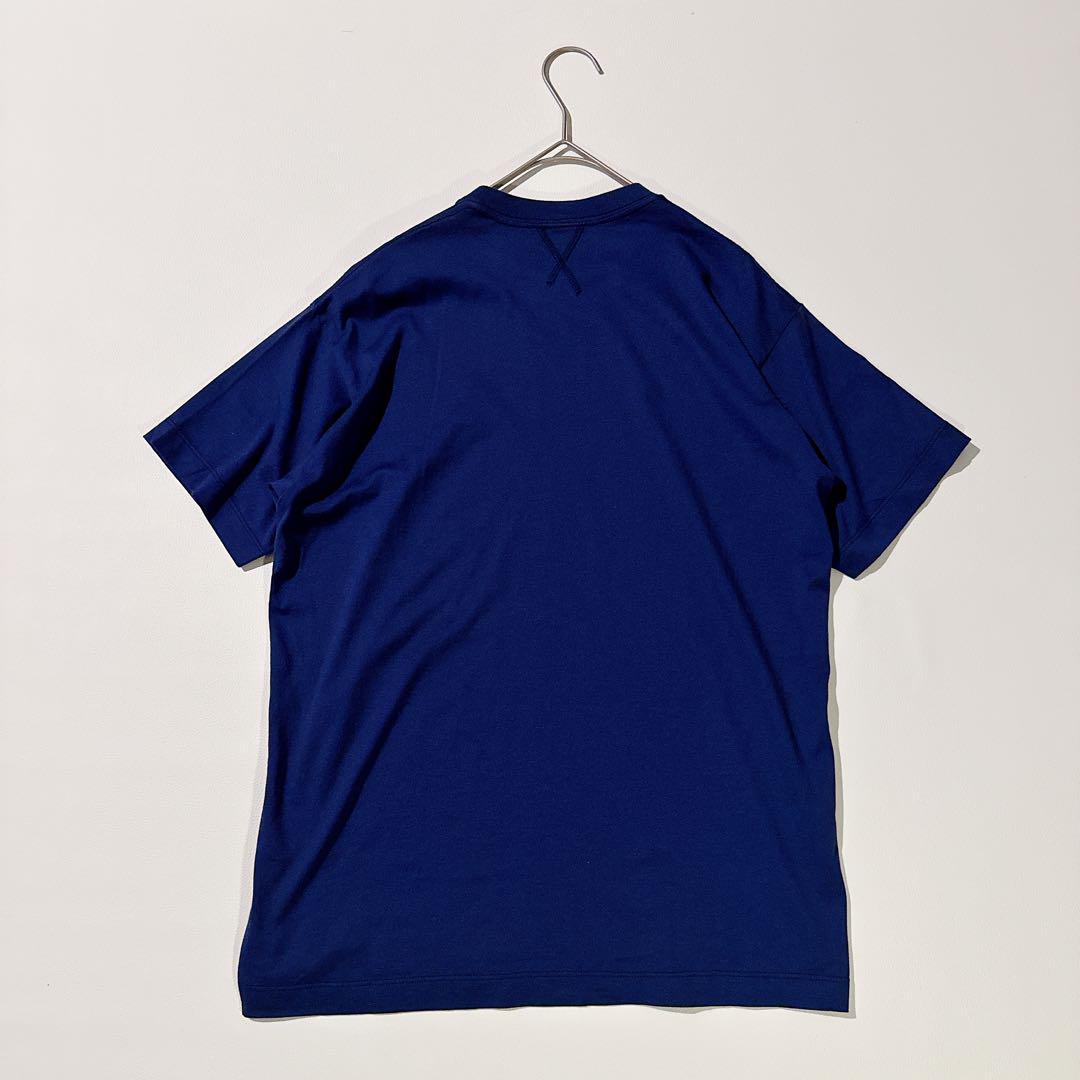 未使用級ꕥブラミンク 半袖シャツ クルーネック ロゴ刺繍 TEE ネイビー 未使用級ꕥブラミンク 半袖シャツ クルーネック ロゴ刺繍 TEE
