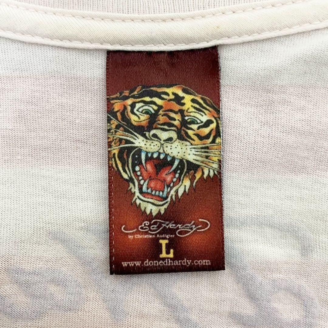 y2k✨️ Ed Hardy ボーダー 名作 ラブキル スカル ロゴ Tシャツ