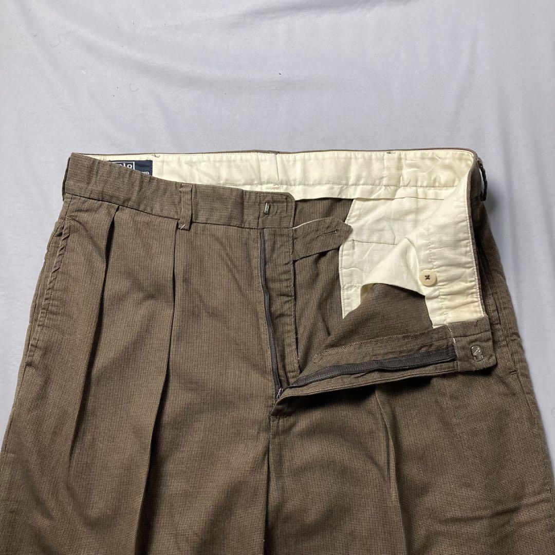 PolobyRalphLaurenラルフUSA製ツーインタックコットンスラックス