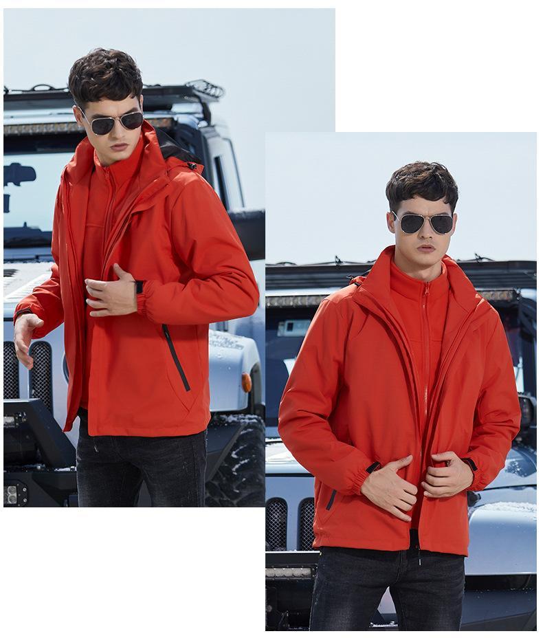 J28【新品】ジャケットとフリースのセット 登山服 レッド Lサイズ メンズ