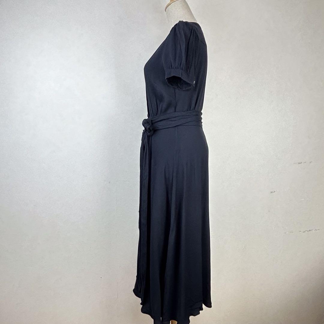 【美品】ジグソー　ミモレ丈フロントプリーツパワーショルダーワンピース　品良い