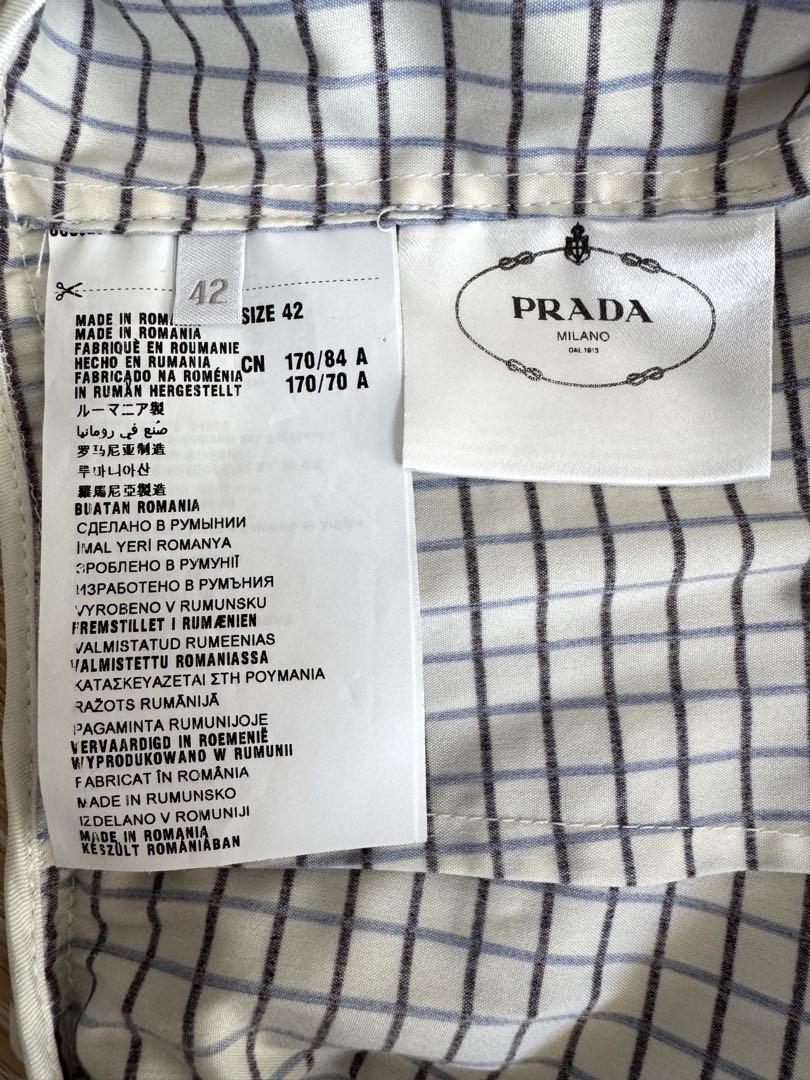 PRADAワンピース（白・水色系/サイズ42）