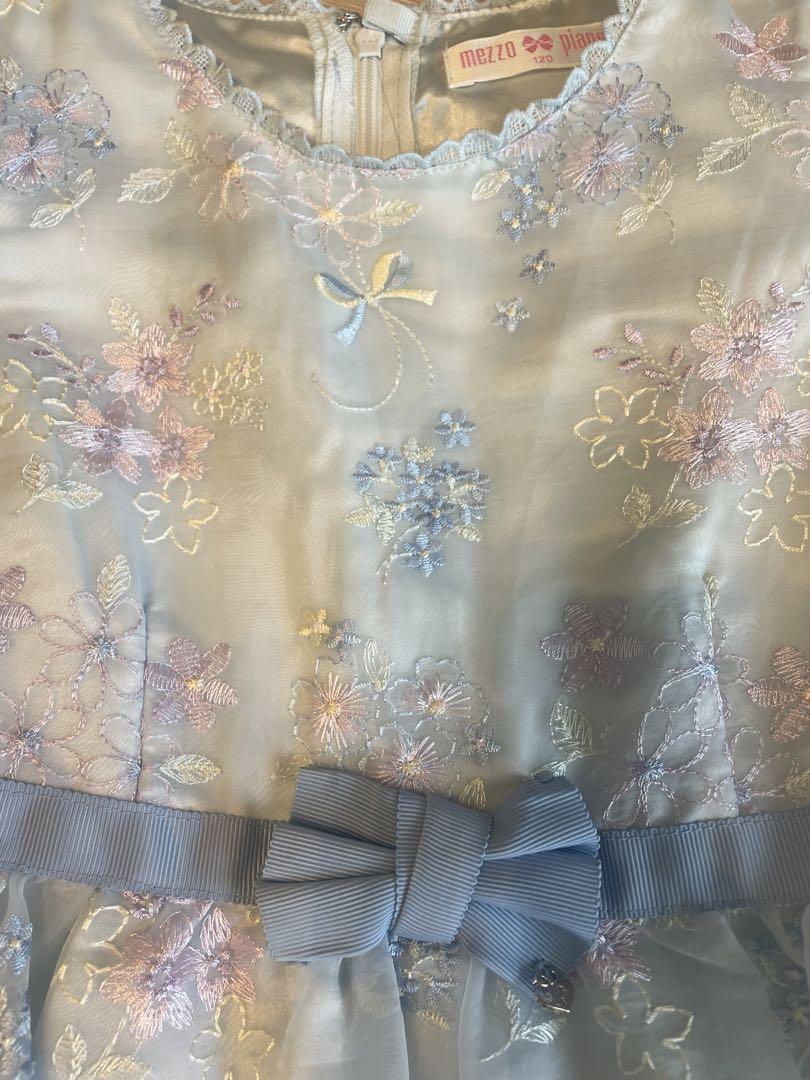 mezzo piano 水色 刺繍ドレス 120cm