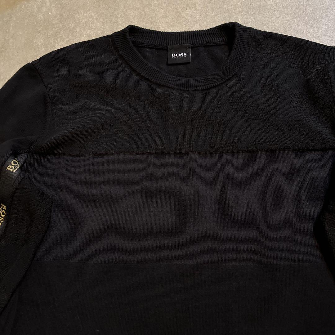 【美品】ヒューゴボス HUGO BOSS ニット 黒 Mサイズ 綿混