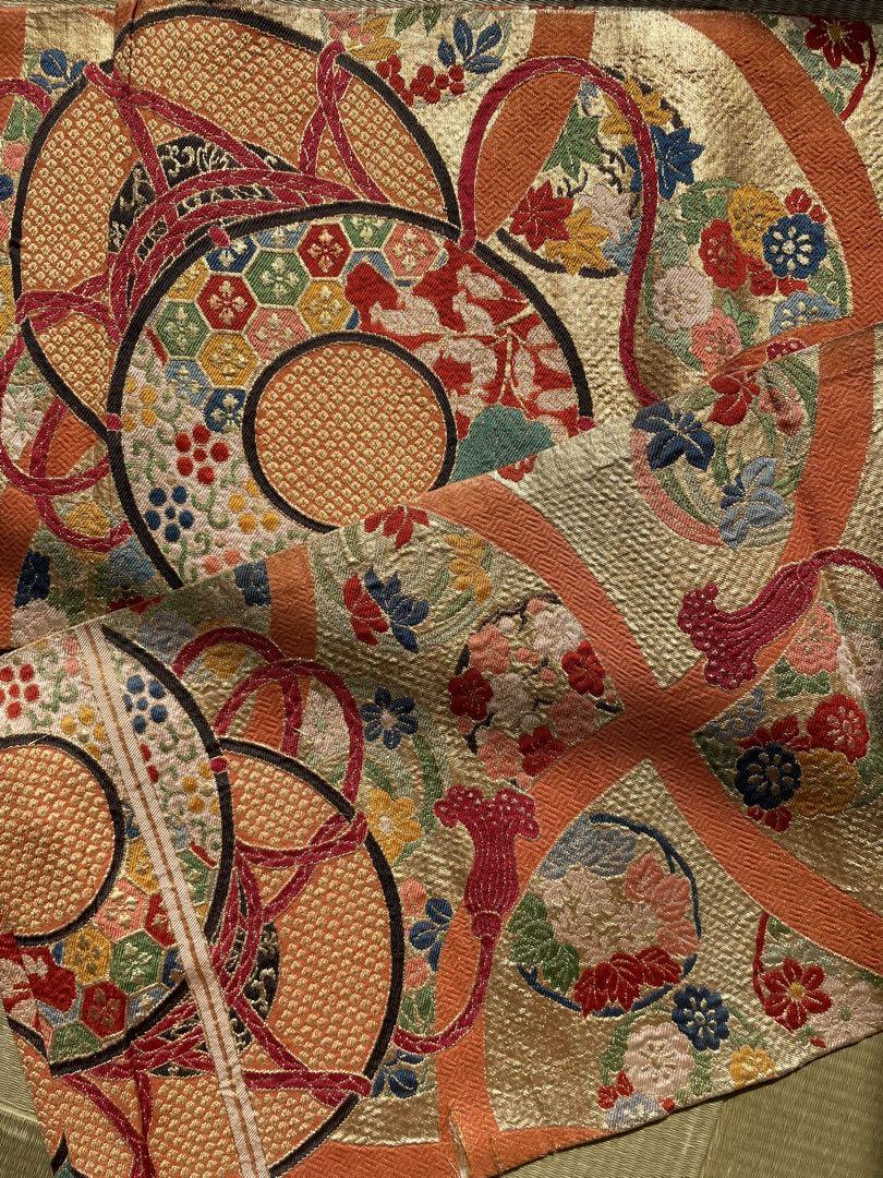 西陣袋帯　五色帯　絹100% japan kimono 伝統工芸品　振袖　成人式