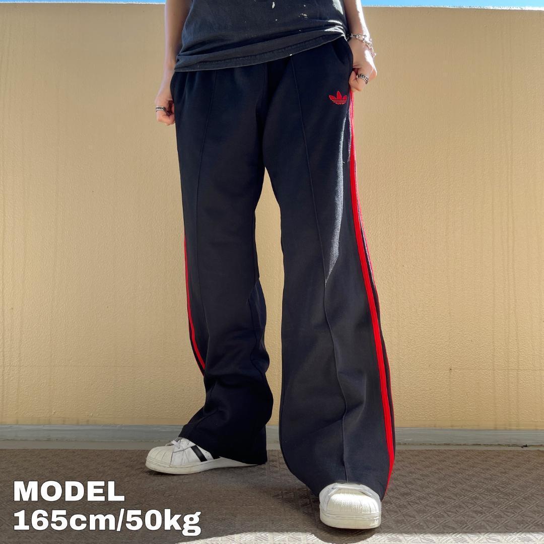 adidas アディダス トラックパンツ トレフォイル XL 黒 赤 8119