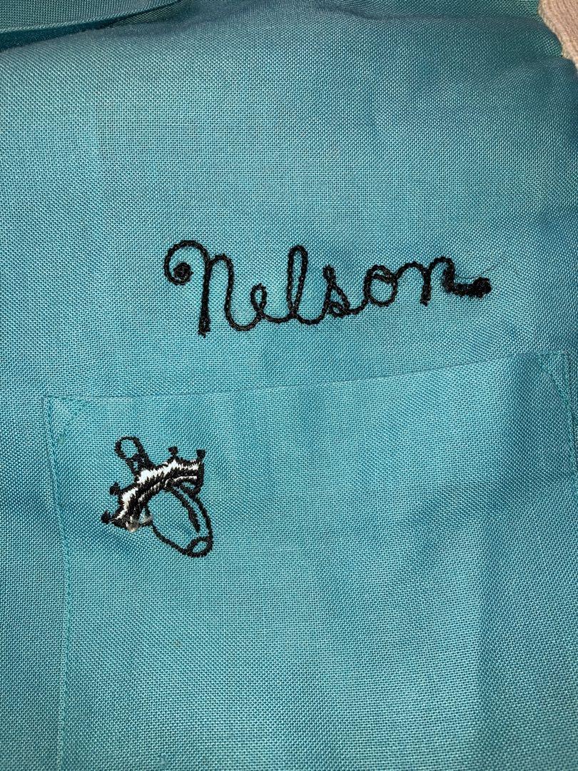 ビンテージ 60s ヒルトン HILTON ボーリングシャツ ターコイズ