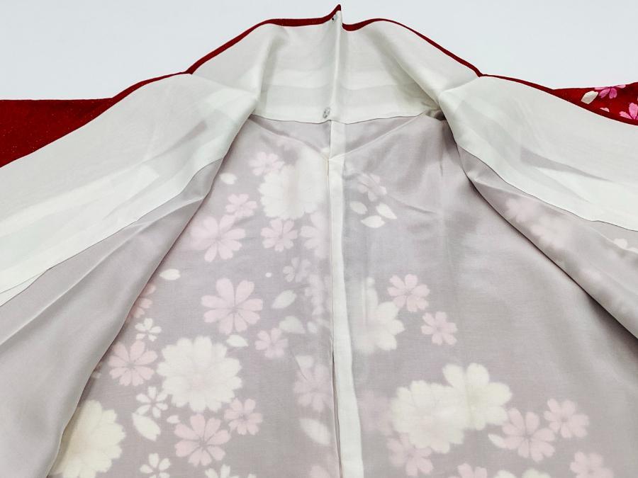 346 中古品 正絹 振袖 長襦袢付 セット品 友禅金彩加工 刺繍入り