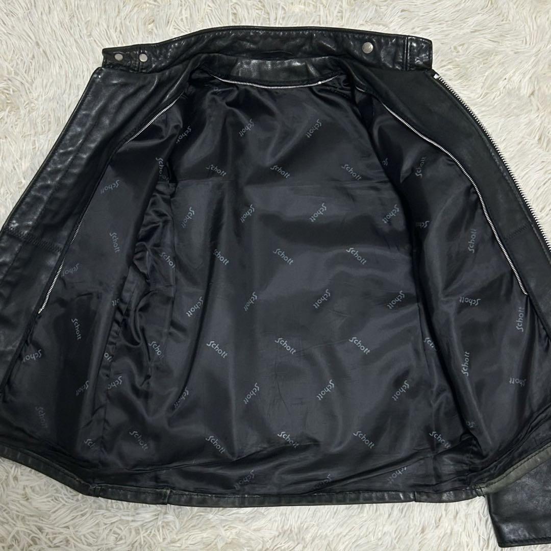 美品　ショット　641　ライダース　シングル レザー　ライナー付　ブラック
