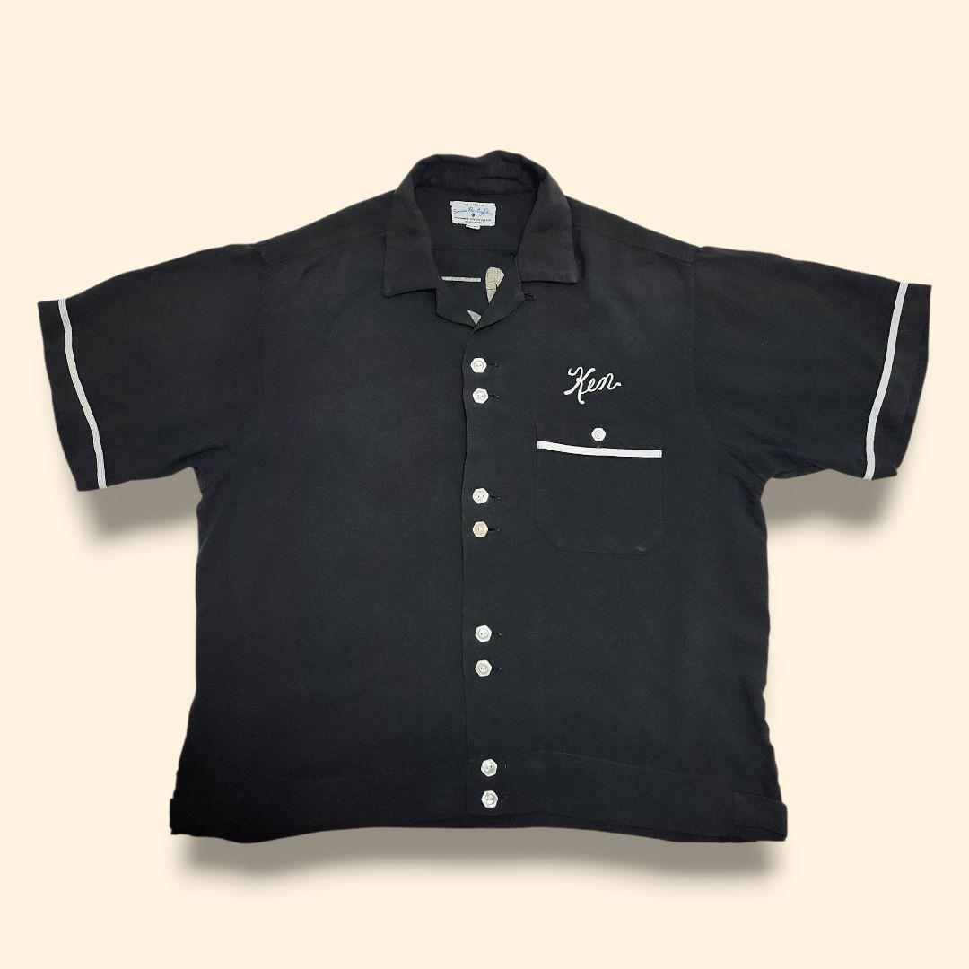50'sボウリングシャツ　ワーク系　ロカビリー　ビンテージ60's 50-60s ヴィンテージ ボウリングシャツ 黒 ロカビリー - メルカリ
