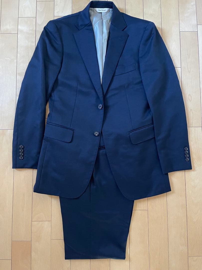 美品 Paul Stuart ポールスチュアート スーツ 無地 ネイビー 美品 Paul Stuart ポールスチュアート スーツ 無地 ネイビー