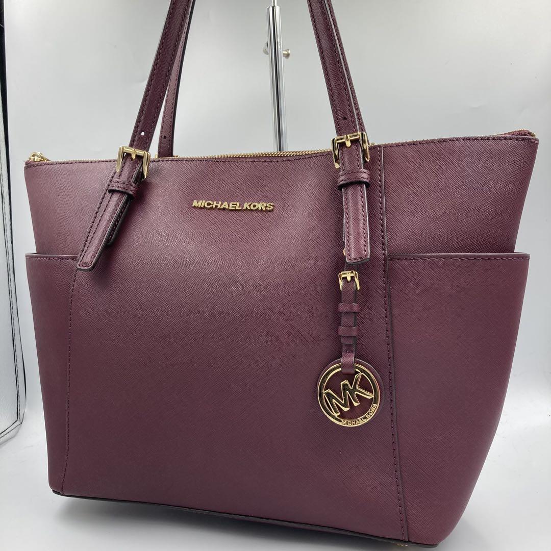 最新人気 美品】マイケルコース トートバッグ レザー パープル 紫 A4 通勤 バッグ