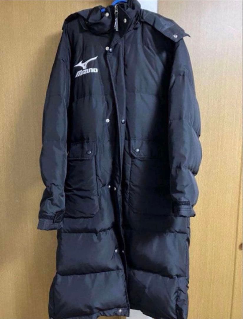 Mizuno ベンチコート ダウン 刺繍ナンバー ブラック 手袋M MIZUNO