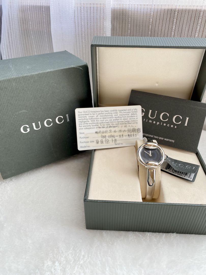 GUCCI 箱/保証書付 グッチ QZ 1400L バングルウォッチ 黒文字盤 グッチ