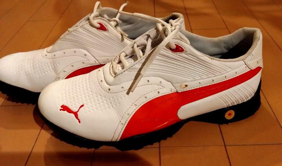PUMA ゴルフシューズ 26cm ホワイト/レッド - メルカリ