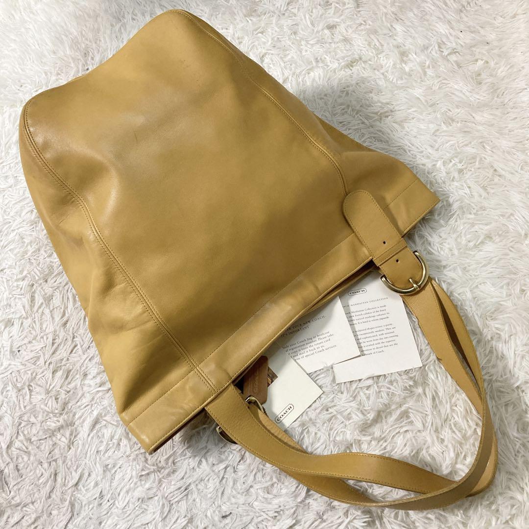 美品 yellow vintage coach old トート 特大サイズ 黄
