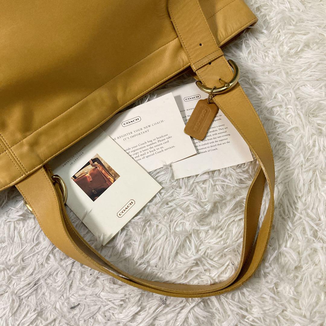 美品 yellow vintage coach old トート 特大サイズ 黄