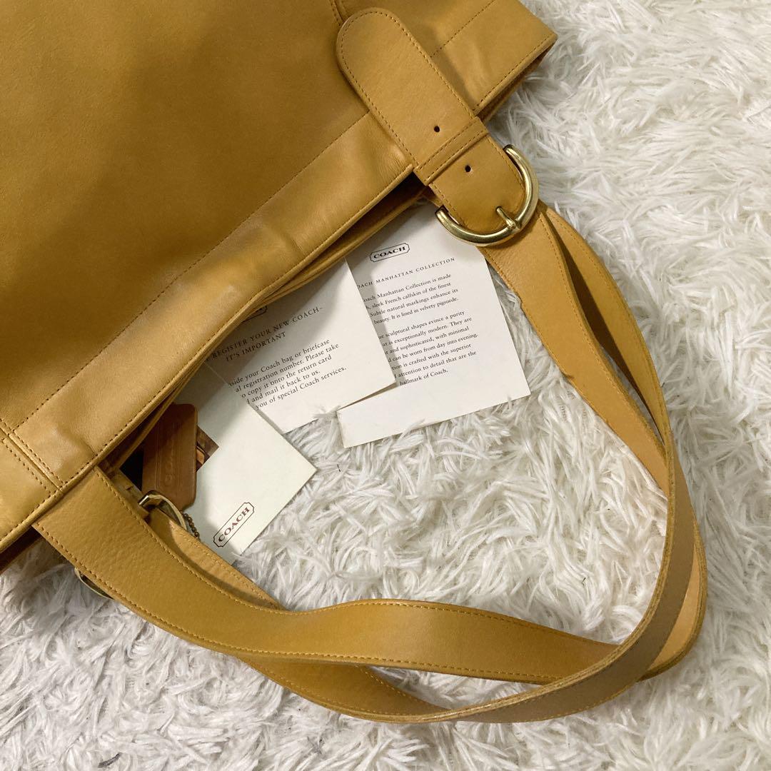 美品 yellow vintage coach old トート 特大サイズ 黄
