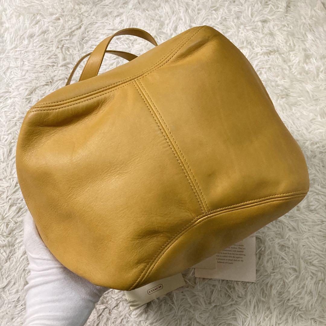 美品 yellow vintage coach old トート 特大サイズ 黄