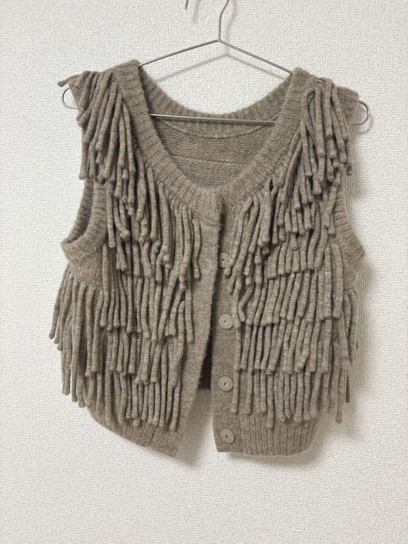 【未使用品】CLANE W FACE FRINGE KNIT VEST