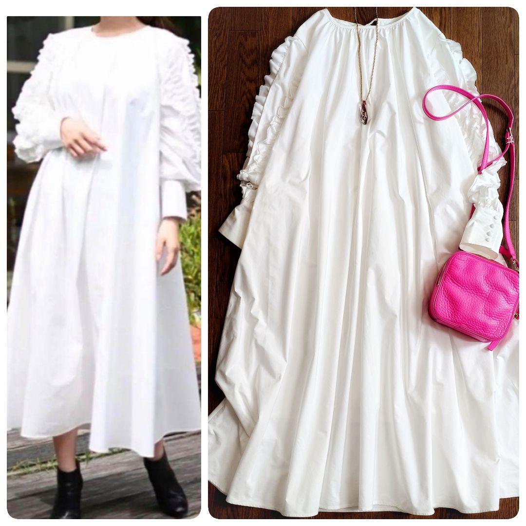 美品✨定価2.2万トレフル TREFLE コットン ホイップ袖 ワンピース 白