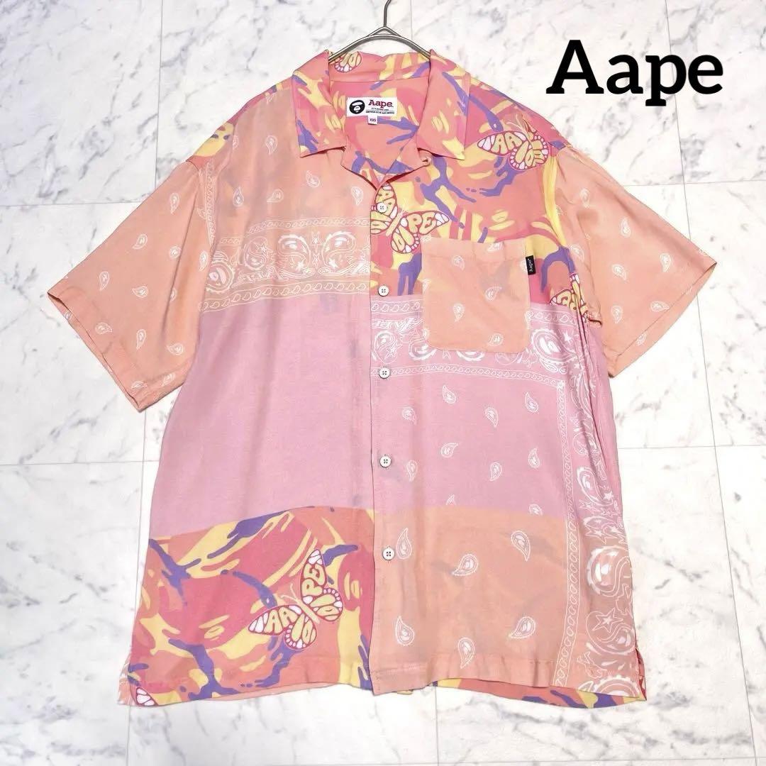 希少✨Aape アロハシャツ パッチワークプリント マイロ迷彩 ペイズリー