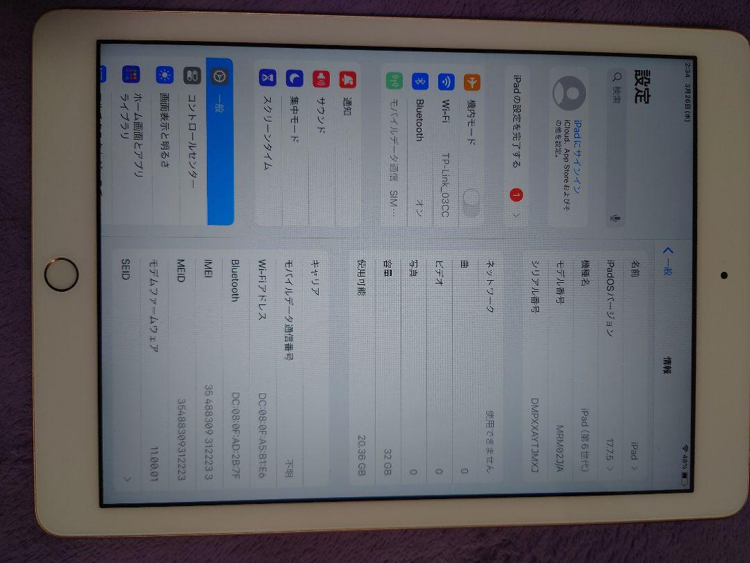 Apple iPad (第6世代) ゴールド 32GB 本体