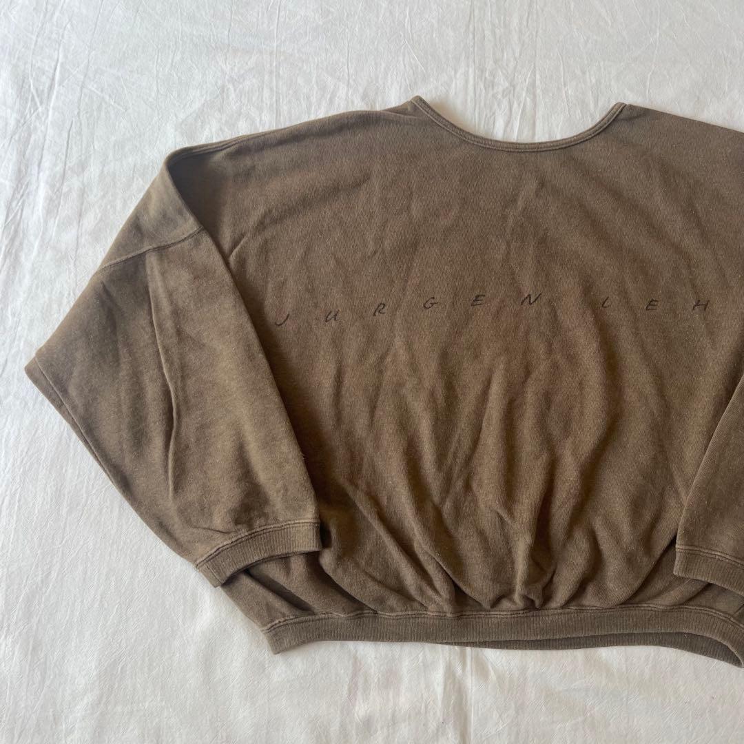 【高級】Jurgen Lehl スウェット 短丈 両面ロゴ デザイン◎ ブラウン 【高級】Jurgen Lehl スウェット 短丈 両面ロゴ デザイン◎ ブラウン