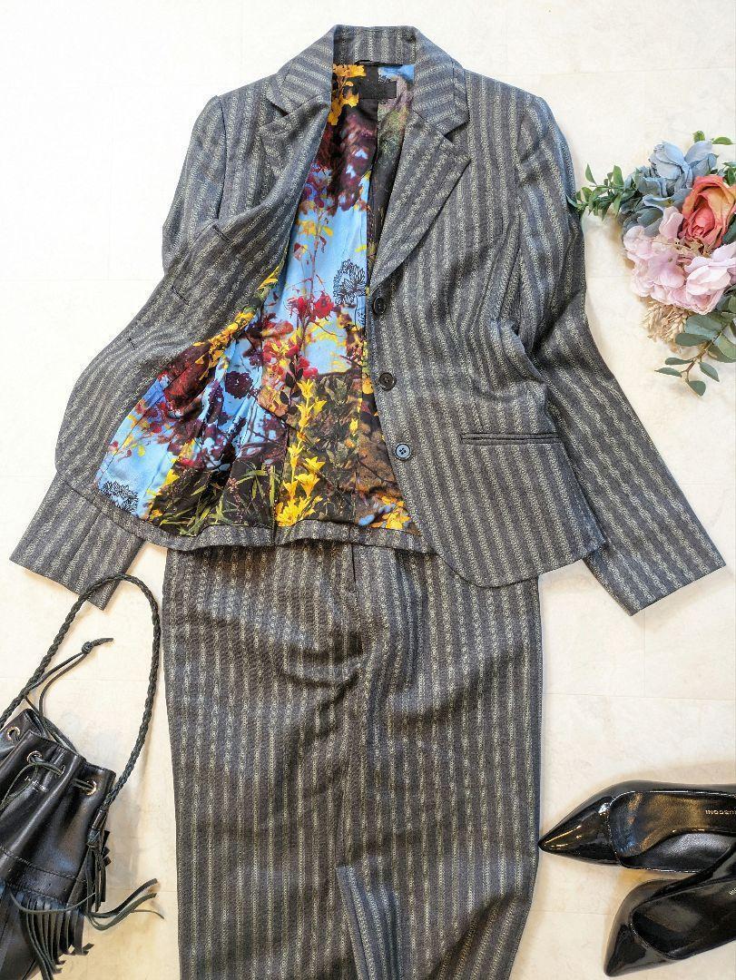 美品　ポールスミスブラック　ストライプ　花柄　38size グレー　Ｍ