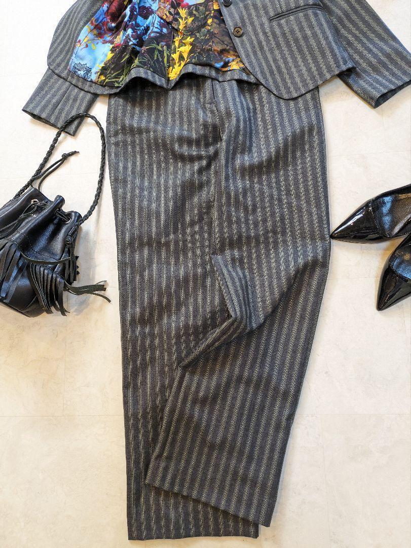 美品　ポールスミスブラック　ストライプ　花柄　38size グレー　Ｍ