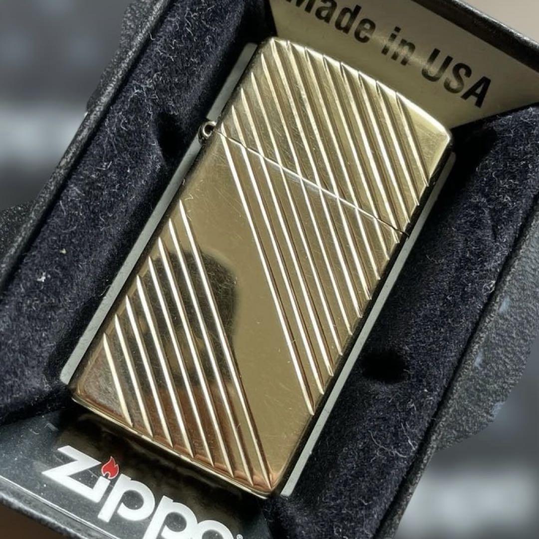 【未使用品】zippo 1989年 vintage 装飾ゴールド スリムジッポー