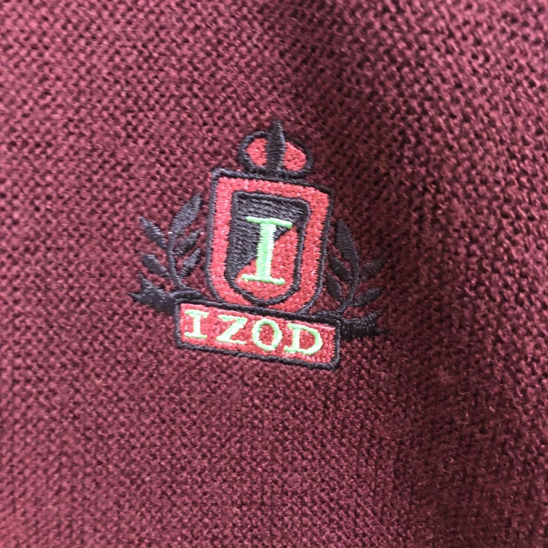 1378 IZOD アクリル　ニット　カーディガン　刺繍　ロゴ　ラコステ