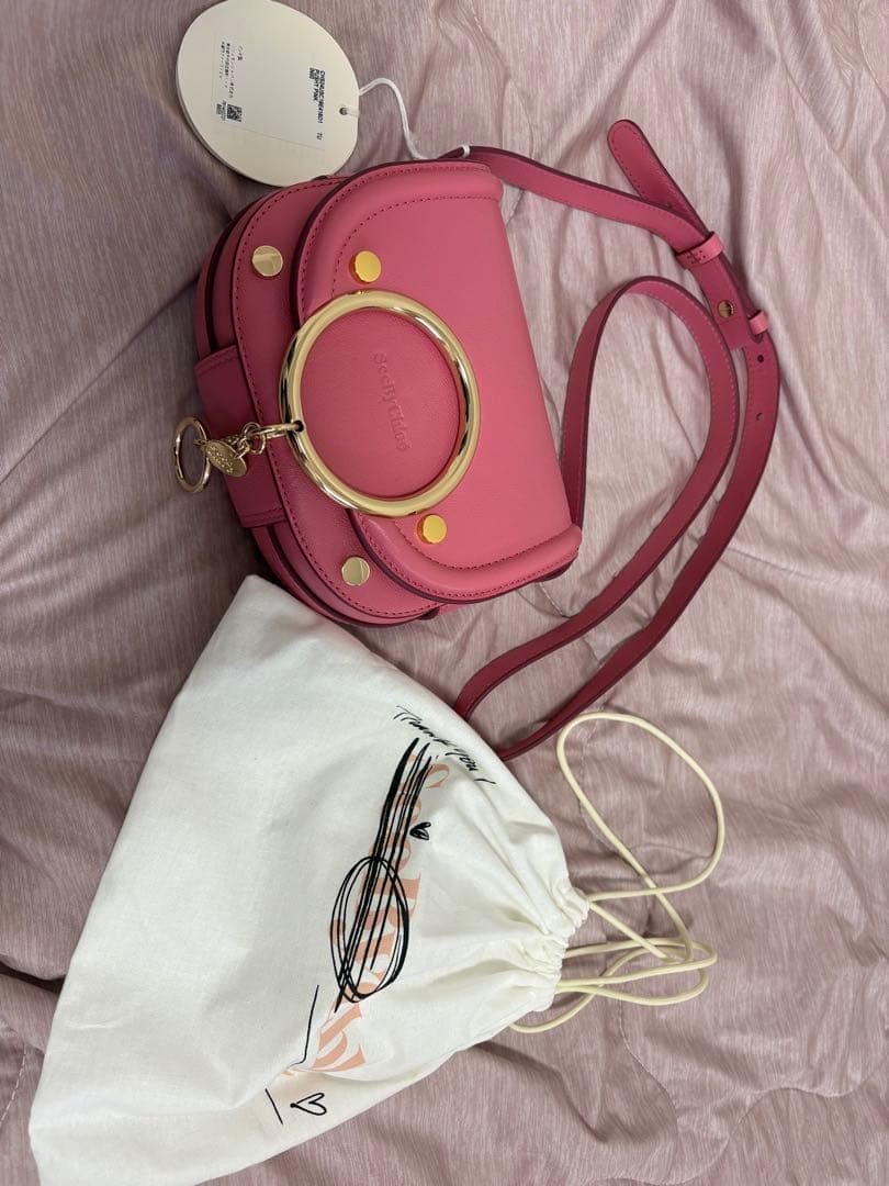 ピンク ショルダーバッグ リング付き