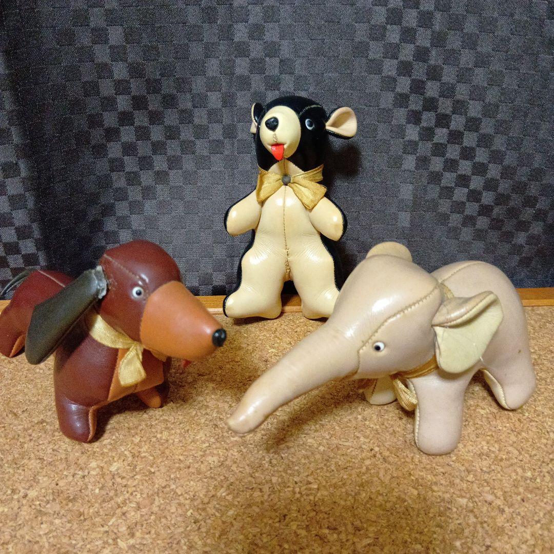 昭和レトロ　革　人形　ぬいぐるみ　くま　像　ダックス
