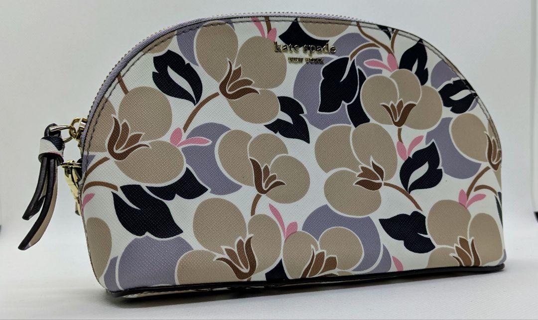 kate spade 花柄ポーチ　ケイトスペード ポーチ　ベージュ、グレーお花柄