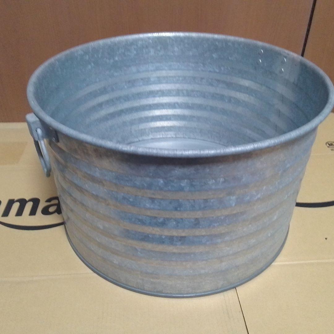 金属製　タライ　中　直径　約47cm　持ち手付き