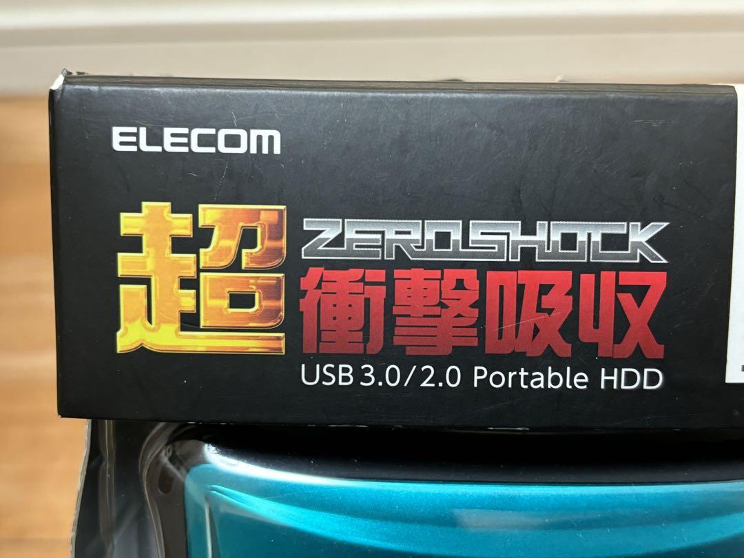 ELECOM 1TB 外付け ELP-ZS010UBU 耐衝撃 ほぼ未使用