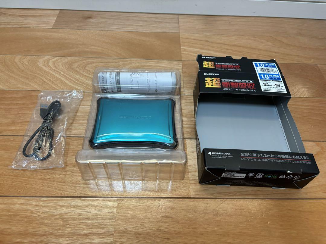 【未使用・未開封品】ELECOM 1TB 外付け ELP-ZS010UBU ZEROSHOCKハードディスク - ELP-ZS010UBU