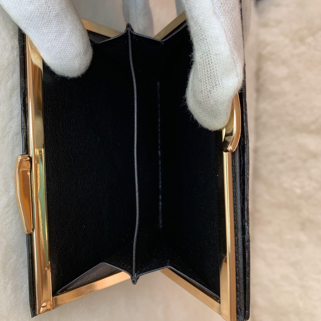 クロコ型押し エナメル加工 がま口財布 クロコ型押し エナメル加工 がま口財布