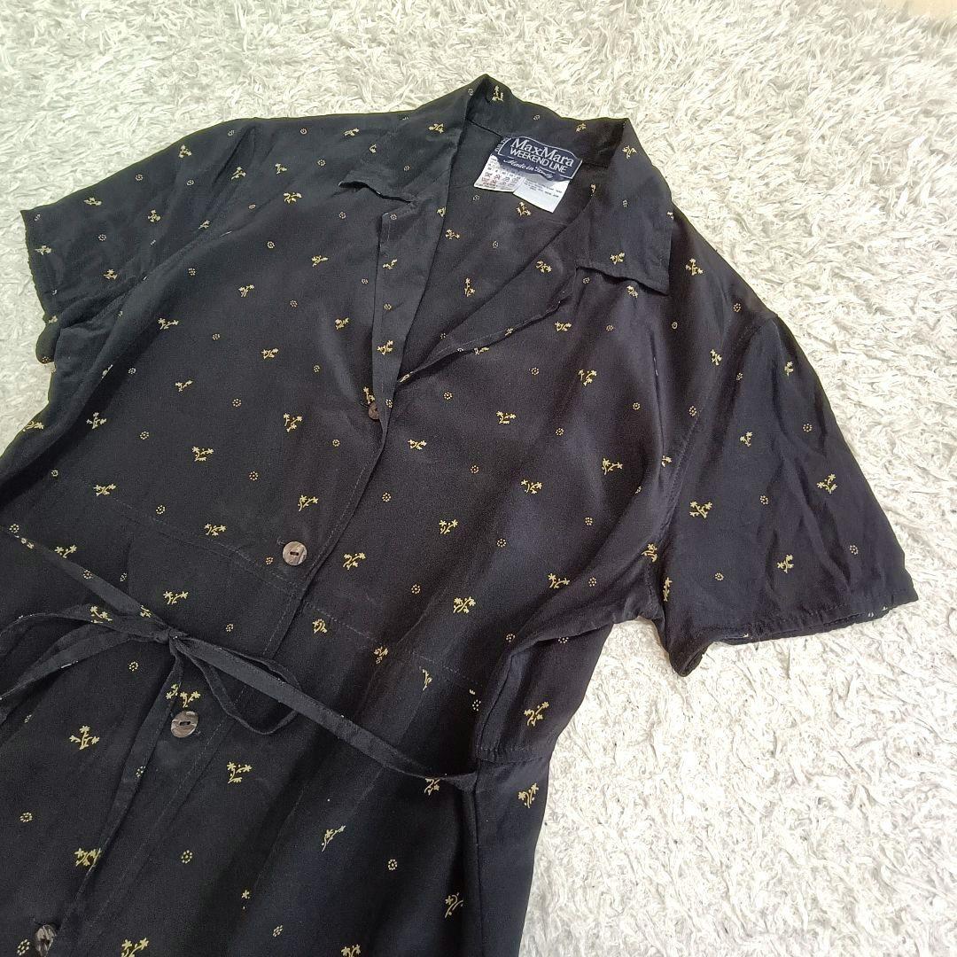 美品 高級 シルク100% Max Mara ロングワンピース花柄 レース M