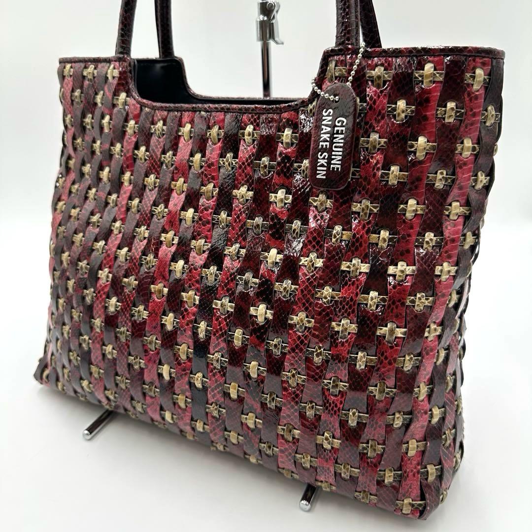 GENUINE PYTHON LEATHER 蛇革 トートバッグ A4サイズ GENUINE SNAKE SKIN トートバッグ パイソンレザー 蛇革 - メルカリ
