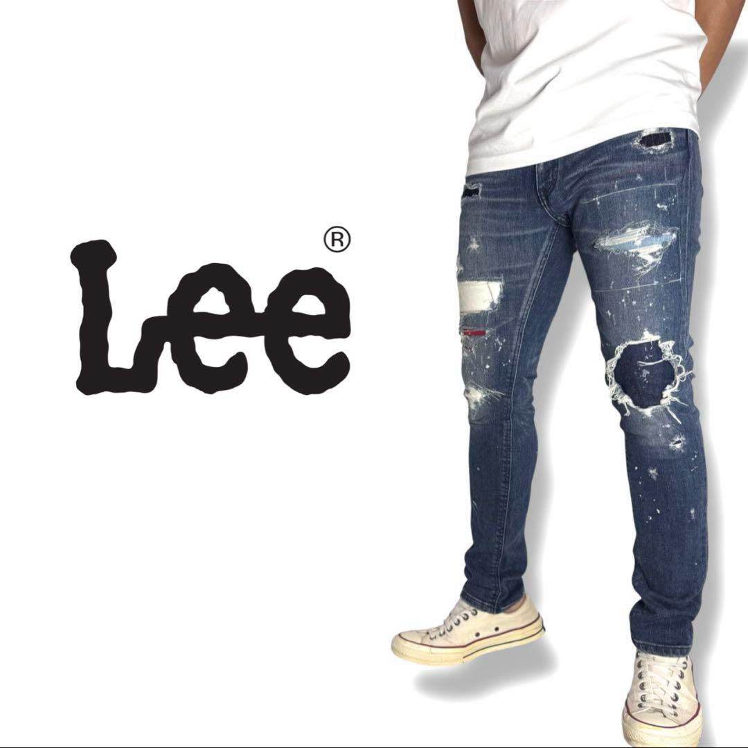 Lee｜ナノユニバース別注ダメージリペアストレッチスキニーデニムL