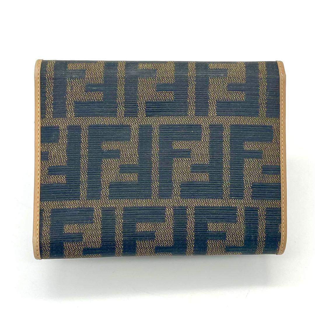 FENDI フェンディ ズッカ柄 フラップ式 がま口 三つ折り財布 FENDI フェンディ ズッカ柄 フラップ式 がま口 三つ折り財布