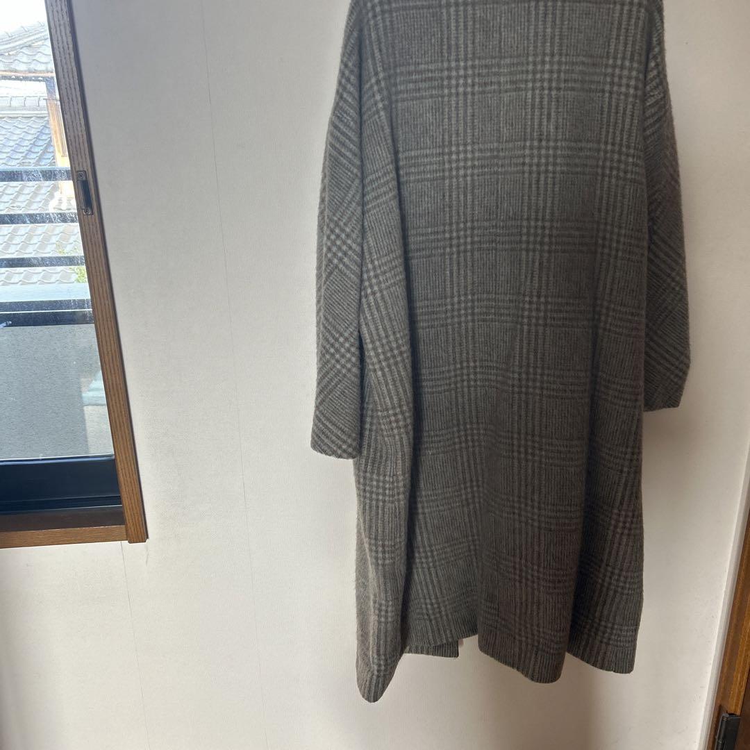 shipsチェックシャギーコート